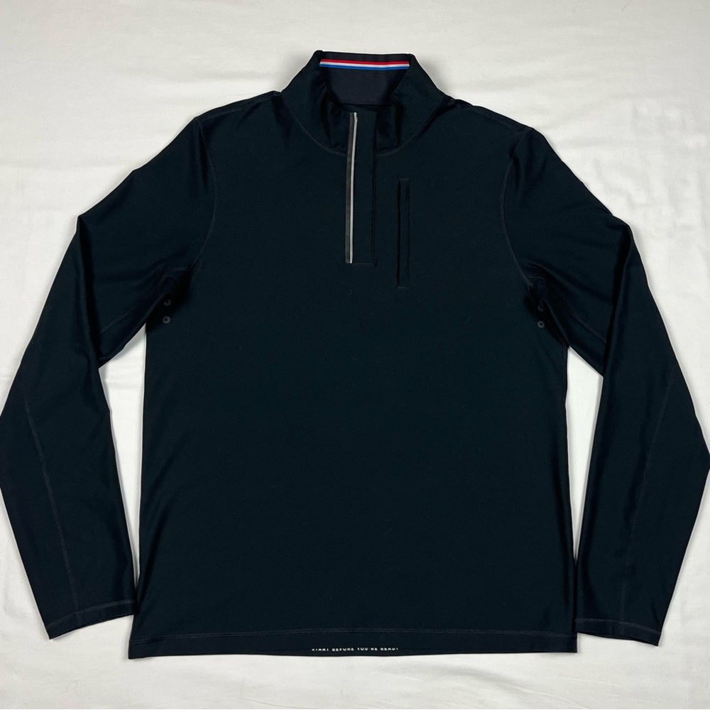 Four Laps Mens 1/4 Zip Pullover Sz Medium Black Athletic Stretch A1